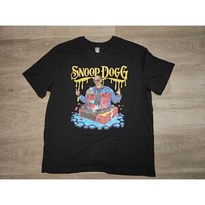 Snoop Dogg Death Row Records Graphic T-Shirt Mens Large Black Hip Hop Rap Tee